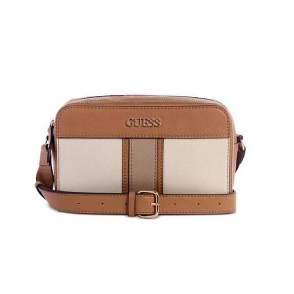 GUESS Trixy faux-leather small women's camera crossbody bag - Taupe / Beige - Picture 1 of 14